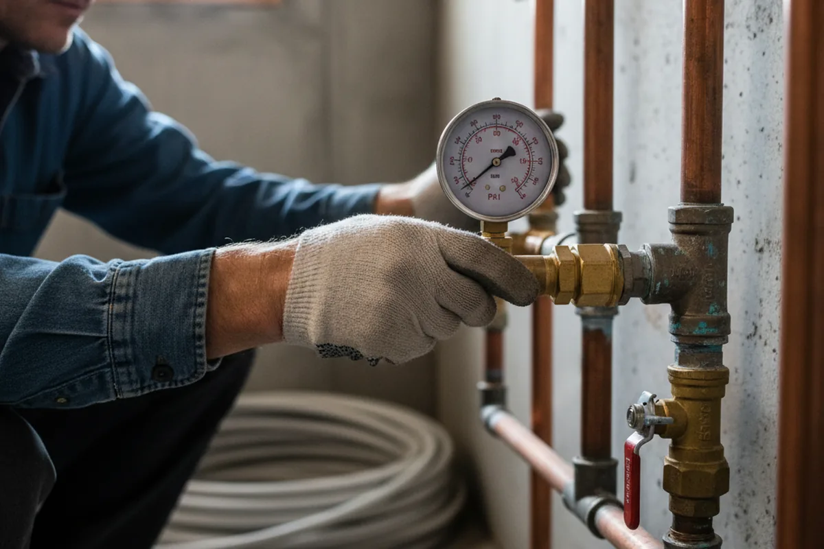 Pressure testing a repaired line during Water Line Repair in Talpa